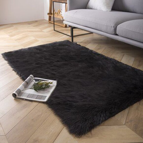SUPER THICK 3X5 JET BLACK FLOKATI RUG | BRAND NEW | LONG 3.5" PILE | 100% WOOL - Picture 3 of 6